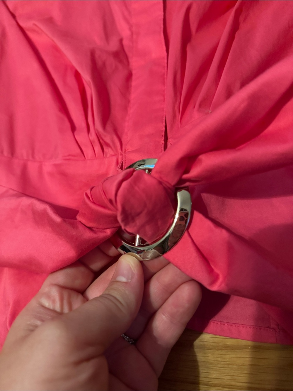 Island Republic Hot Pink Sleeveless Tie-Front Blouse with Ring - Picture 6 of 10